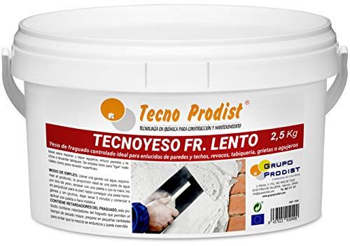 TECNO GIPS VERZÖGERT von Tecno Prodist, (2,5 Kg) Gips mit kontrollierter Abbindung. Ideal für Putz, Verputz, Trennwände, Risse oder Löcher.