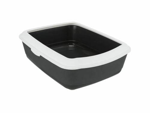 Trixie 40184 Katzentoilette Classic mit Rand, 37 x 15 x 47 cm, dunkelgrau/weiß