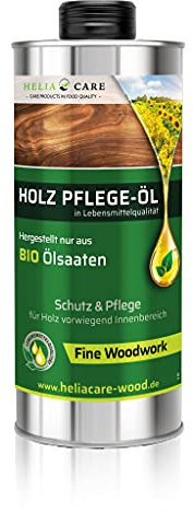 HeliaCARE Holzöl farblos Fine Woodwork - BIO Holzpflegeöl - Nachhaltiges Holz Öl aus Deutschland für natürliche Holzpflege - Möbelöl als Holzschutz für alle Holzarten (1L)