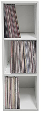 VDD Lp records mueble de almacenamiento de vinilo – organizador de discos de vinilo lp – 3 compartimentos – blanco