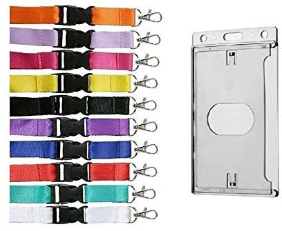 Waizmann.IDeaS 1x Ausweisset - Umhängeband Schlüsselband Lanyard 20mm Steckverschluss + Kartenhalter Kartenhülle Ausweis Hülle hochformat vertikal