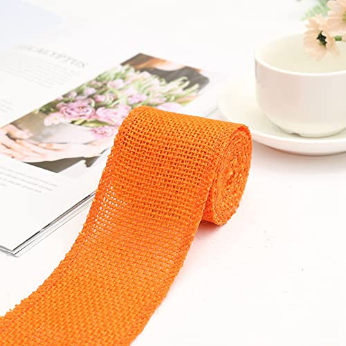 Egurs Juteband 6cm x 2m Natur Dekoband aus Jute für DIY Basteln Orange | Rustikale Juteoptik, Leicht zu Schneiden und Formen für Geschenke Blumen Hochzeit Tischdeko und kreative Projekte