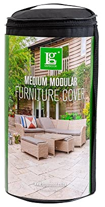 Leisuregrow LG Outdoor Deluxe Medium Modular Sofa Dining Table Garden Furniture Cover Black
