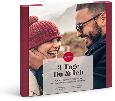 mydays Geschenkbox 3 Tage Du & Ich, | Traumhafte Unterkünfte an 80 Standorten, Reisegutschein für 2 Personen