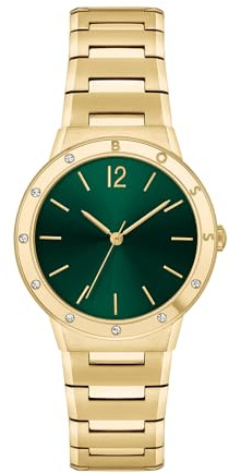 BOSS Analog Quarzuhr für Damen Kollektion Breath mit Goldfarben Edelstahlarmband - 1502649