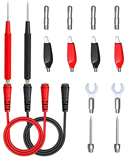 Greluma 16 pièce Kit de fils de test de multimètre avec pinces crocodiles, fiches bananes, sondes de test, fiches bananes pour test électrique automobile multimètre