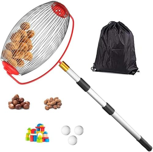 Carkio Avec sac à fruits, récolteur pour gros fruits et noix, collecteur de rouleaux pour gros fruits, pommes, poires, noix et balles de tennis, plus besoin de se baisser – 32 cm x 19 cm