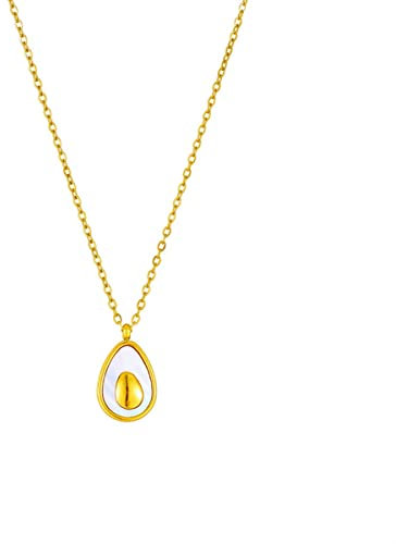 YAHOYA 316L Edelstahl Niedliche Frucht Avocado Anhänger Halskette für Frauen Mode Schlüsselbein Kette Schmuck Party Collier Femme