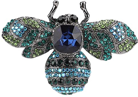 Kuuleyn Honeybee Spilla Ape, Spilla a Forma di Ape, Spille da Risvolto Gioielli in Lega retrò Attraenti Strass Decorativi Spilla Ornamento per Abito da Cappotto per Set di Moda da Donna(Blu)