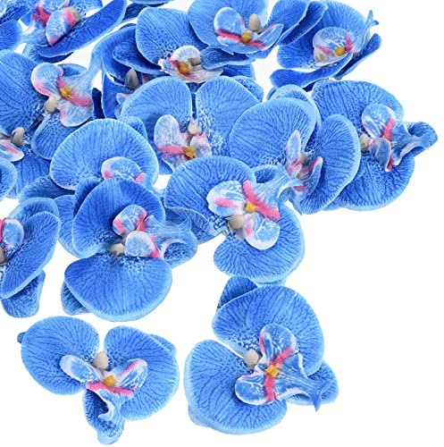 PATIKIL 40Pack 2.8 Künstliche Orchidee Blumenköpfe Seide Phalaenopsis Falsche Schmetterling Orchidee Köpfe für Hochzeit Blumenstrauß Dekor Heimwerker Herstellung Blau