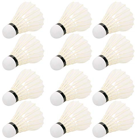 Bewinner 12 Stück Gänsefeder Badmintonbälle, Professionelles Sporttraining Badminton Federball, für Outdoor-Indoor-Sportaktivitäten Spielzeug Langlebiges Spiel Sport-Tool (12