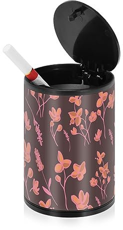 Kleine Blumen Zweige Outdoor Aschenbecher für Zigaretten mit Deckel Geruchssicher Edelstahl Tragbare rauchfreie Zigarette Butt Behälter Asche