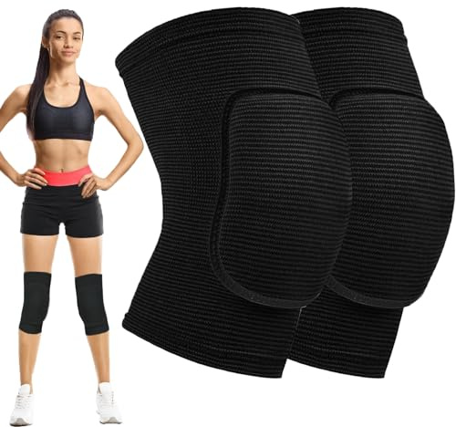 1 Par rodilleras,Rodilleras Voleibol para Niño/Adulto,rodilleras futbol sala portero,Elástica Protector Rodilla para Balonmano Futbol Baloncesto Patinaje Artístico Baile Entrenamiento Pilato-Negro(M)
