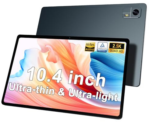 2025 New Android Tablet 10.4 inch Octa-core 2.0 GHz 16GB+128GB 512GB Expansion Ultra-thin Lightweight Tablet 2.5K Display 2.4G&5G WiFi 6 BT5.0 GPS 13MP Camera 4×Stereo Speakers 10000mAh, with Case