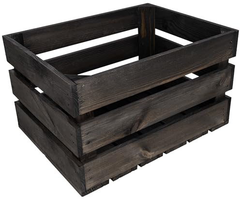 Creative Deco Kiste Holz Deko Holzkiste Schwarz | 40 x 30 x 23 cm | Geschliffen | Obstkiste Weinkisten Apfelkiste | Perfekt als Geschenkbox Spielzeugkiste Aufbewahrungskiste Osterdeko