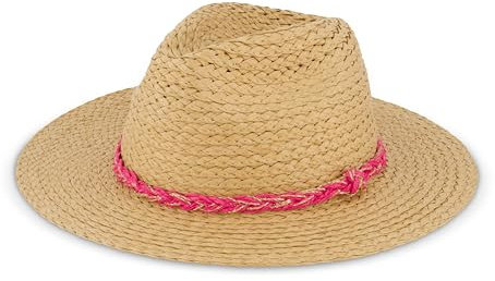 Nicole Miller Stroh-Sonnenhut für Damen, breite Krempe, Schlapphut, für Pool, Reisen, faltbar, Strand, Sonnenhüte für Damen, verstaubar, azalee, Einheitsgröße