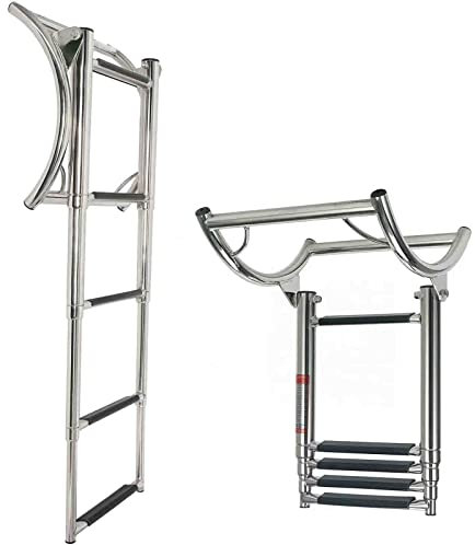 Miuxe 5-stufige Badeplattform Pontoon Boot Leiter, Edelstahl-Marine-Teleskop-Badeplattform Mit Extra Breiten Stufen Einstiegsleiter Für Innenbord/Außenbord Auf Marine-Yacht/Schwimmbad