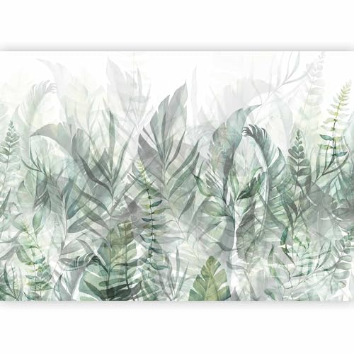 murando - Carta da Parati Moderna per Soggiorno, Foglie, 500x350 cm | Fotomurali in TNT, Decorazione da Muro XXL, Carte da Parati Moderne, Delicate, Verde, Produzione Europea