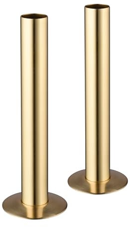 Go Bathrooms Brass Radiator Pipe 130mm x 18mm Pipe Cover Collar Sleeves Brass Radiator Pipe Covers and Floor Ring