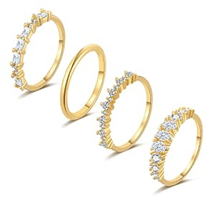ZHESHY Ring Gold Set Frauen 14 Karat Vergoldete Goldene Ringe Goldring Stapelringe Zirkonia Fingerring Knöchelringe Daumenringe Wasserfest Statement Ring Gold Schmuck Für Damen Mädchen Größe 52-62