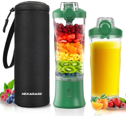 Tragbarer Mixer Smoothie Maker - 600ml Mini Standmixer to Go - 6 Klingen, Reisedeckel und Isolierte Hülle - USB Wiederaufladbar Blender Protein Shaker Bottle für Küche, Reise, Büro, Fitness, Camper | Mixer für Smoothies mit isolierter Hülle, Reisedeckel, wiederaufladbar, Mini-Mixer, kabelloser Mixer für Küche, Fitnessstudio