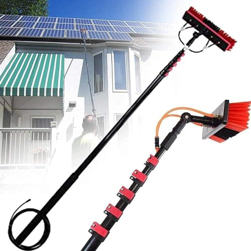 Window Cleaning Telescopic Pole,Water Fed Extendable Brush,For Cleaner Conservatory Roof Photovoltaic Panel Cleaning Solar Panel Roof Cleaning Tools (Color : Brushhead35cm, Size : 9m/30FT)