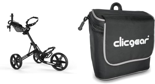Clicgear Unisex 4.0 4 0 Trolley SCHWARZ, SCHWARZ, EINHEITSGRÖSSE UK Golf Trolley Zubehörtasche, Schwarz/Weiß, 15,2 x 3,5 Zoll