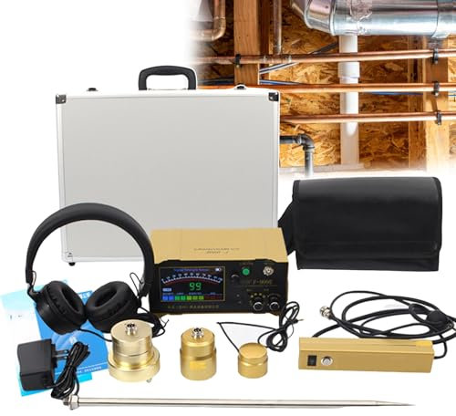 forplubossmmp Detector De Fugas De Agua, Detector De Fugas Inalámbrico con Pantalla LCD, Detector De Fugas De Agua Subterránea con Auriculares, 1-4 Engranajes Ajustables, para Tuberías De Agua