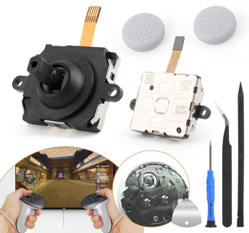 Paquete de 2 joysticks de repuesto para Oculus Quest 3, módulo de sensor de controlador para Meta Quest 3, tapa de joystick, accesorios de repuesto para reparación de deriva con herramientas