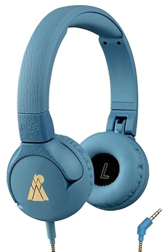 POGS-Kinderkopfhörer mit Kabel | The Elephant 2 | Faltbarer robuster Kinderkopfhörer ab 3 Jahren | Lautstärkebegrenzung 85 dB, Mikrofon | On-Ear | Musik-Sharing-Funktion (rBlau)