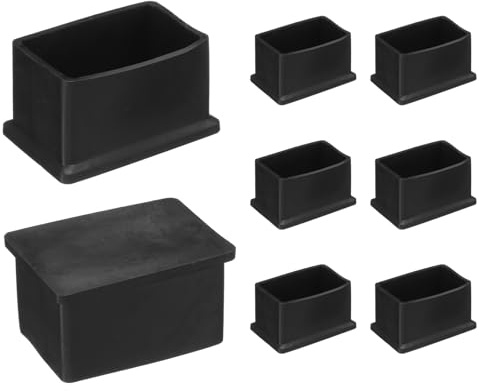 sourcing map 8pcs Rectangle Chair Leg Caps PVC Chair Leg Floor Protectors Non-Slip Chair Feet Covers for Hardwood Floors Furniture Protectors, Black, 30 x 50mm