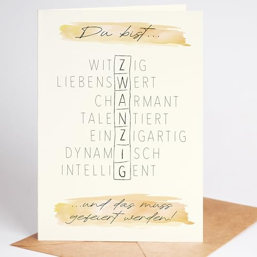 Lovely Cards - Rätselkarte - Geburtstag Karte Mann Frau 20 Jahre - schöne Karte zum Geburtstag Freundin - Grußkarte A6 (20 Jahre)