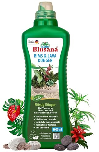 Blusana Bims & Lava Hydrokultur Dünger NPK 10-4-6 Flüssigdünger 1 L | Pflanzendünger, mit Spurenelementen, für mineralische Pflanzsubstrate und Gestein
