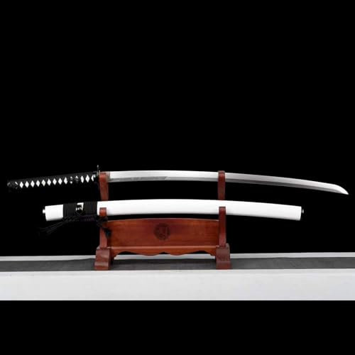 103cm Japanisches Katana,Traditionelles Schmiedeverfahren,Klinge aus Federstahl,Scheide aus Massivholz,Samurai-Schwert für Kendo,Training,Sammeln,Ausstellen,Kampfsport,Selbstverteidigung,Rollenspiel