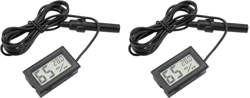2PCS Mini Thermomètre Hygromètre Intégré Écran LCD Moniteur de Température d'Humidité avec Sonde Externe pour Incubateurs Couveuses Réservoir de Reptiles Aquarium Fish Tank
