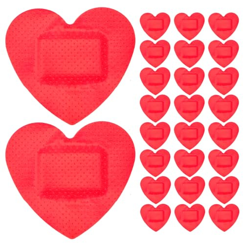 Healvian Heart Shaped Bandages 50 Pcs Adhesive Wound Patches Small Cute Plasters for Kids and Adults Protection