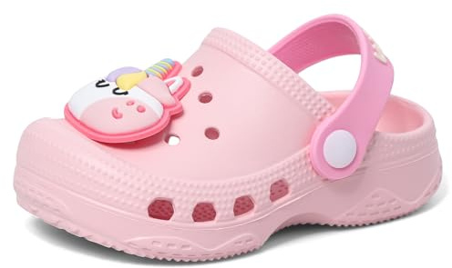 LACOFIA Zoccoli e Sabot da Giardino per Bambina Sandali da Spiaggia/Piscina Antiscivolo Pantofole Estive per Ragazze Rosa Chiaro 24/25
