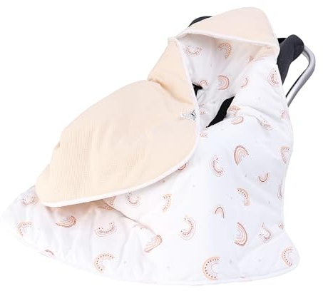 Einschlagdecke Babydecke für Babyschale Kinderwagen Kuscheldecke 90 x 90 cm Waffelstoff Universal Baby Decke für Buggy Autositz (Gesteppter Regenbogen),1.5 Tog