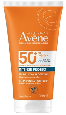 AVÈNE Sonnenpflege - Intense Protect Sonnenfluid LSF 50+ - Schützt vor UVB- & UVA-Strahlen & HEV Blue Light - 8 h intensive Feuchtigkeit* - Sehr hohe Verträglichkeit - Ab 6 Monaten - 150 ml