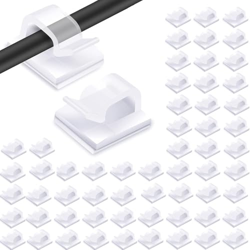 60 Pcs Cable Clips,Tidy Holder,Adhesive Self Wire,Sticky for Cables Holders for Wall,Clip Management Outdoor,Light Hooks Cord Organiser for Hanging Decorations Transparent,Organizer,String Lights
