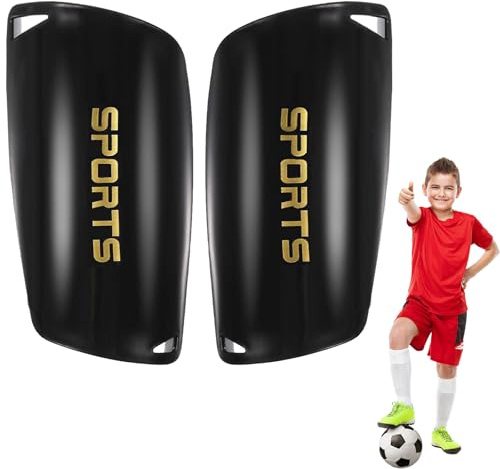 Football Kids Shin Pads, 6-12 Years Kids Shin Pads for Football Games, Insert-Type Sturdy Shin Guards for Games, EVA Cushon Protection Reduce hit & Injuries (Black)