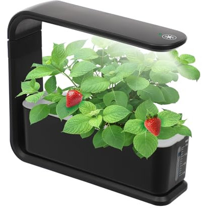 soudesileim 1.6L 3 Löcher Hydroponisches Anzuchtsystem mit LED Licht Wachsen, Einstellbereich Lampenhöhe 26.5-41.5cm, Smart Garden, Hydroponischen Pflanzer für Haus Küche (Schwarz)