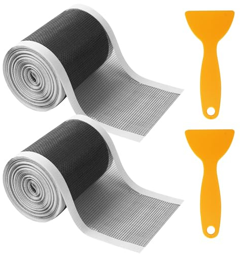 Abflusssieb Dusche 10cm x 10m, Duschsieb, Abfluss Haarfänger, Duschabfluss Haarsieb Mesh Aufkleber mit Plastikspatel für Duschrinne Bad, BadewanneBalkon, Duschen Badewannen, 2 Stück