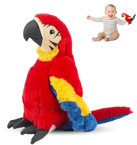 TIVUNORON Peluche a Forma di Pappagallo, Realistico Pappagallo Giocattolo Di Peluche per Bambini