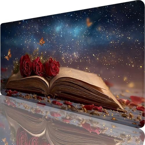 Tapis de Souris Noir 1600x800x3 mm Grand Tapis de Souris XXL Papillon sous Main Bureau Gamer, à Bords Cousus, Base en Caoutchouc Antidérapante Mouse Pad pour PC, Ordinateur, Decoration Maison l-1828