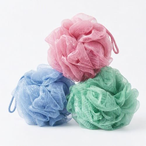 3X Loofah Bath Sponge Body Scrubber for Women, Men,Shower Sponge Exfoliating Bath Sponge Body Scrubber Loofah for Cleansing and Smooth Skin Bath Puffs for Rich & Gentle Cleaning (Pack of 3)