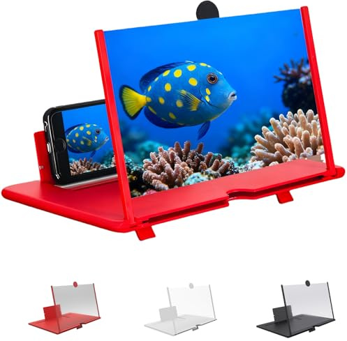 10/12/16/18Phone Screen Magnifier, Screen Magnifier For Smart Phone, Mobile Phones Magnifying Screens With Foldable Stand, Ultra-Clear Compatible With All Smartphones (red, 12in)
