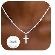 Avotto Kreuz Kette Damen Silberkette 925 Cross Necklace Women, Silber Kreuz Kette Damen Halskette Jewellry Gifts