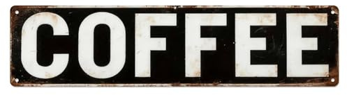 Coffee Tin Sign Vintage Metal Sign Retro Home Bar Wall Art Decor Metal Poster 4x16 Inch