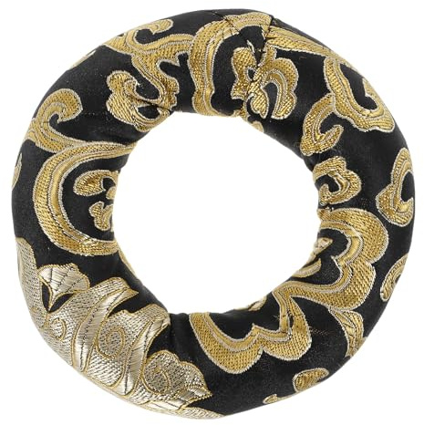Coussin pour Bol Chantant Tibétain en Coton Noir, Support Anneau | Léger et Facile à Transporter, du Bruit, Rangement Pratique et Protection